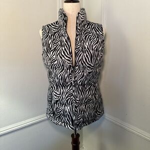 Zebra Print Sleeveless Women's Puffer